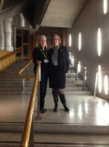 Karen Beckwith and   Scottish Parliament host Deputy Speaker Elaine Smith MSP